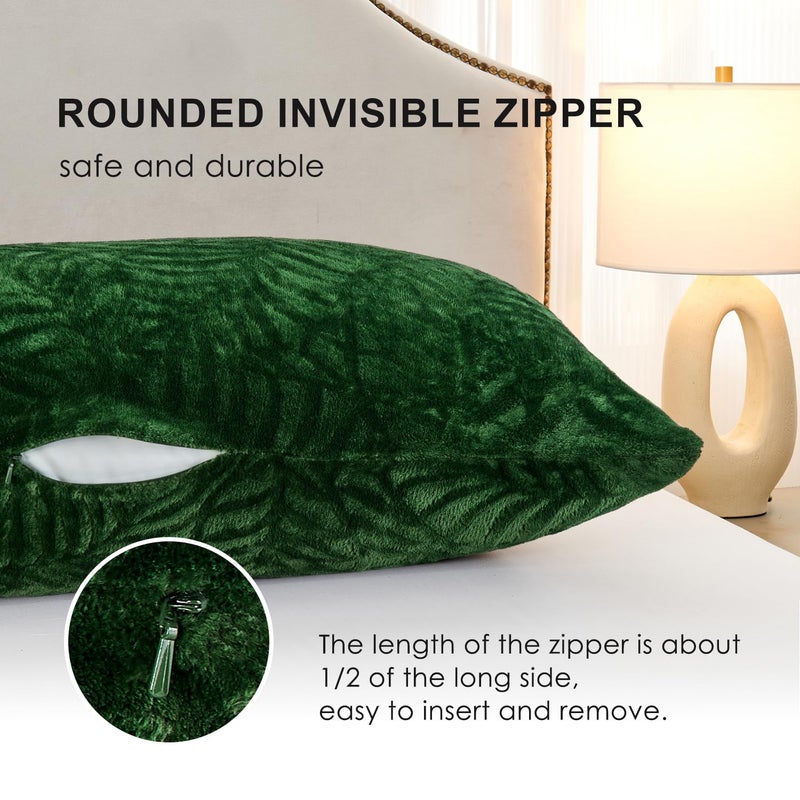 SOCHOW Body Pillow Cover 21x54 Inches, Super Soft and Cozy Leaves Textured Fleece Long Body Pillowcase with Zipper Closure,1 Pack, Olive Green - Image 3