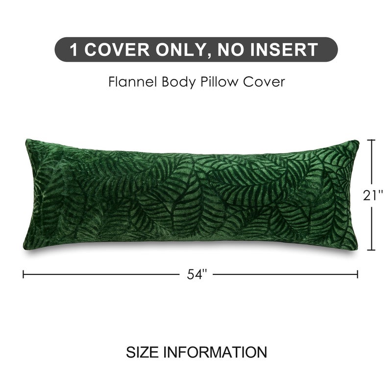 SOCHOW Body Pillow Cover 21x54 Inches, Super Soft and Cozy Leaves Textured Fleece Long Body Pillowcase with Zipper Closure,1 Pack, Olive Green - Image 5