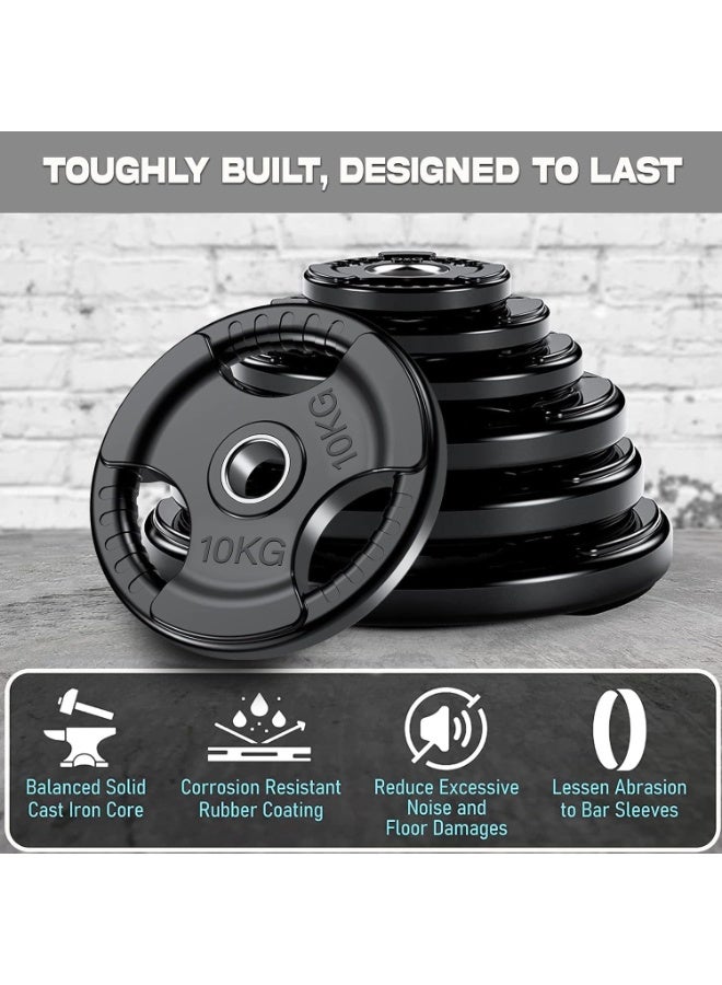 Generic DeltaPower Fitness Olympic Weight Plates with Rubber Finish 2’’ Opening & Tri-Grips,Black Barbell Plates Discs in Single for Lifting and Strength Training (10, Kilograms) - Image 4