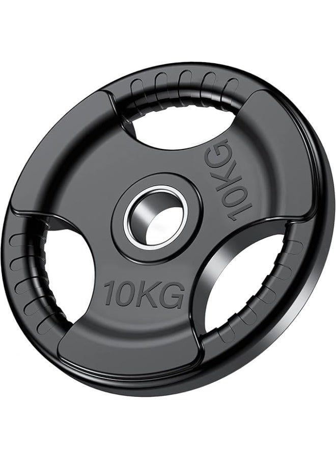 Generic DeltaPower Fitness Olympic Weight Plates with Rubber Finish 2’’ Opening & Tri-Grips,Black Barbell Plates Discs in Single for Lifting and Strength Training (10, Kilograms) - Image 1