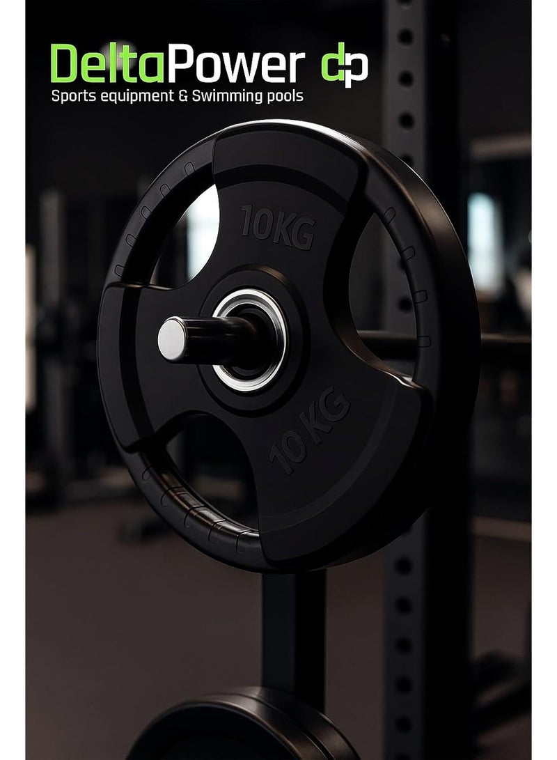 Generic DeltaPower Fitness Olympic Weight Plates with Rubber Finish 2’’ Opening & Tri-Grips,Black Barbell Plates Discs in Single for Lifting and Strength Training (10, Kilograms) - Image 2
