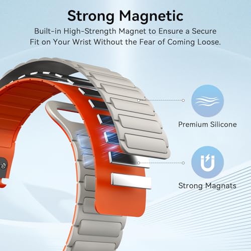 ISABAKE 22mm Watch Band Compatible with Garmin Fenix 8 47MM/Fenix 7/6/5, Fenix 6/7 Pro, Fenix 5 Quick Fit Silicone Magnetic Strap for Men Women - Image 2