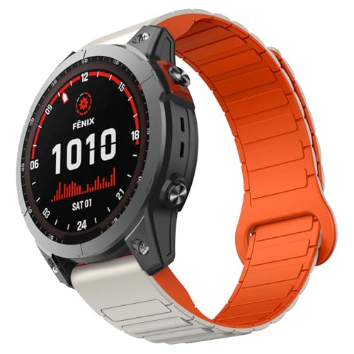 ISABAKE 22mm Watch Band Compatible with Garmin Fenix 8 47MM/Fenix 7/6/5, Fenix 6/7 Pro, Fenix 5 Quick Fit Silicone Magnetic Strap for Men Women - Image 1