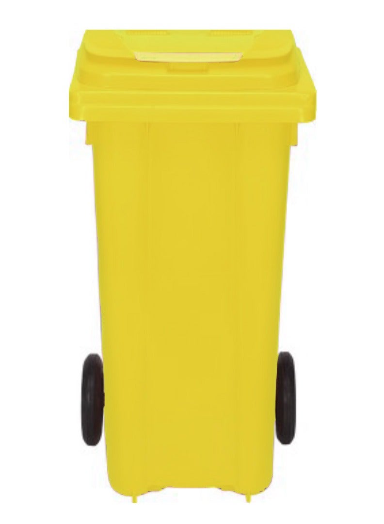 حلول أخلاقية Heavy Duty Plastic Garbage Bin 120 Litre with Wheel and Pedal -Kitchen and Outdoor Recycle Trash Can, Large Industrial Waste Bin (YELLOW)  - Image 1