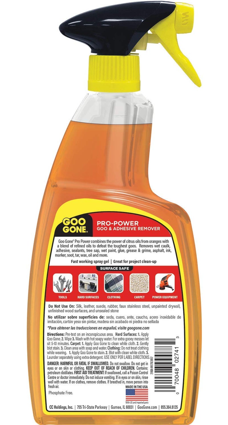 Goo Gone Pro-Power Spray Gel Adhesive Remover - Surface Safe, Great Cleaner, No Harsh Odors, Removes Stickers, Can Be Used On Tools, 24 Ounce, 2 Pack - Image 2