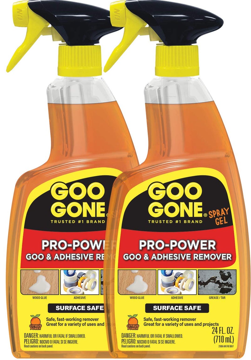 Goo Gone Pro-Power Spray Gel Adhesive Remover - Surface Safe, Great Cleaner, No Harsh Odors, Removes Stickers, Can Be Used On Tools, 24 Ounce, 2 Pack - Image 1
