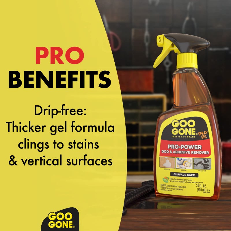 Goo Gone Pro-Power Spray Gel Adhesive Remover - Surface Safe, Great Cleaner, No Harsh Odors, Removes Stickers, Can Be Used On Tools, 24 Ounce, 2 Pack - Image 3