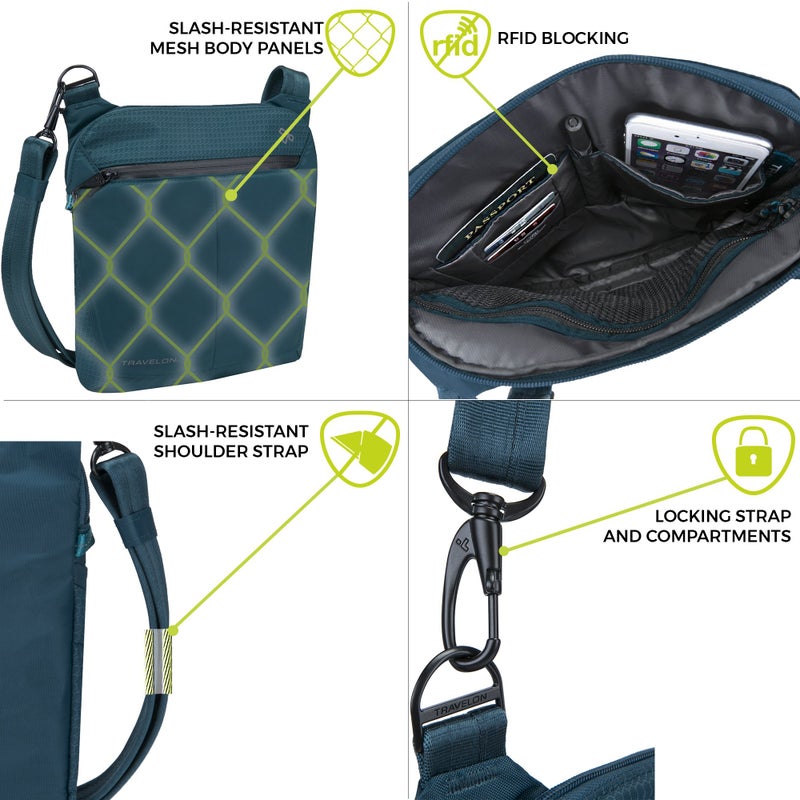 Travelon Travelon Anti-Theft Active Small Crossbody, Teal, 43126 380  - Image 5