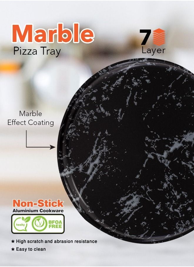 Grandi Cook Marble Pizza Tray Set 7-Layer Granite Coating Non-Stick Surface  Black marbel  26-28-30  - Image 2