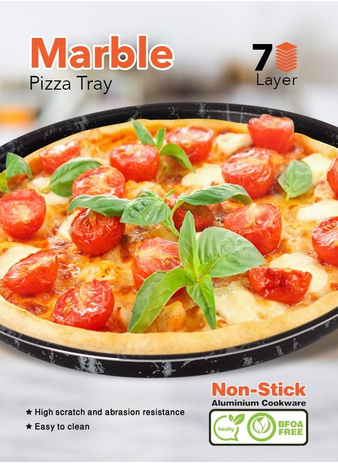 Grandi Cook Marble Pizza Tray Set 7-Layer Granite Coating Non-Stick Surface  Black marbel  26-28-30  - Image 4