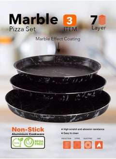Grandi Cook Marble Pizza Tray Set 7-Layer Granite Coating Non-Stick Surface  Black marbel  26-28-30  - Image 1
