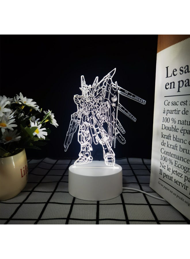 Robot Mobile Soldier Gundam Nightlight Bedroom Atmosphere Light Desktop Ornaments Cold Door Gizmos Birthday Gift-Color:16 Colors Black Background Remote Control Usb Plug And Battery Model-Specification:Mobile Suit Gundam