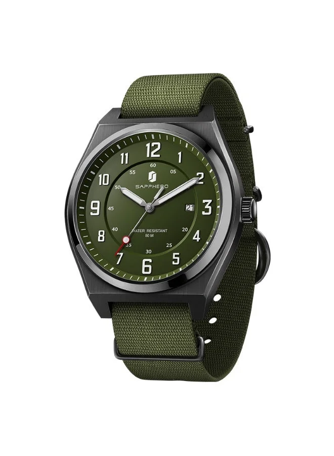 Sapphero SAPPHERO Men's Watch Military Sports Watch 50M Water Resistant Luminous Pointer 3 O'Clock Date Window Durable Adjustable Nylon Strap Casual Watch for Men