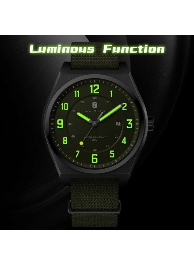 Sapphero  SAPPHERO Men's Watch Military Sports Watch 50M Water Resistant Luminous Pointer 3 O'Clock Date Window Durable Adjustable Casual Watch for Men for Men | Best Price UAE