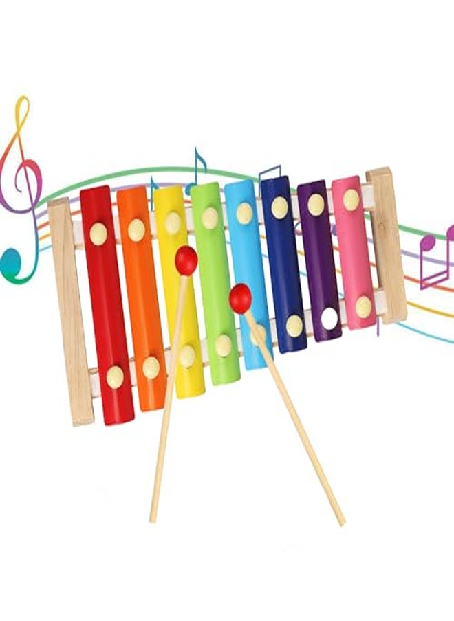 Xylophone for Kids – 8 Notes Musical Instrument with 2 Mallets 