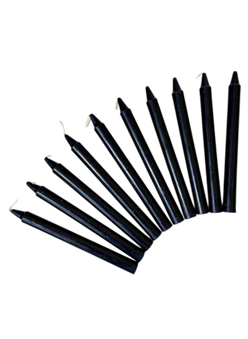 Taper Candles Black Color 10Pcs Long Candles 1.8cm Round x 19cm Long Unscented Candles - Image 1