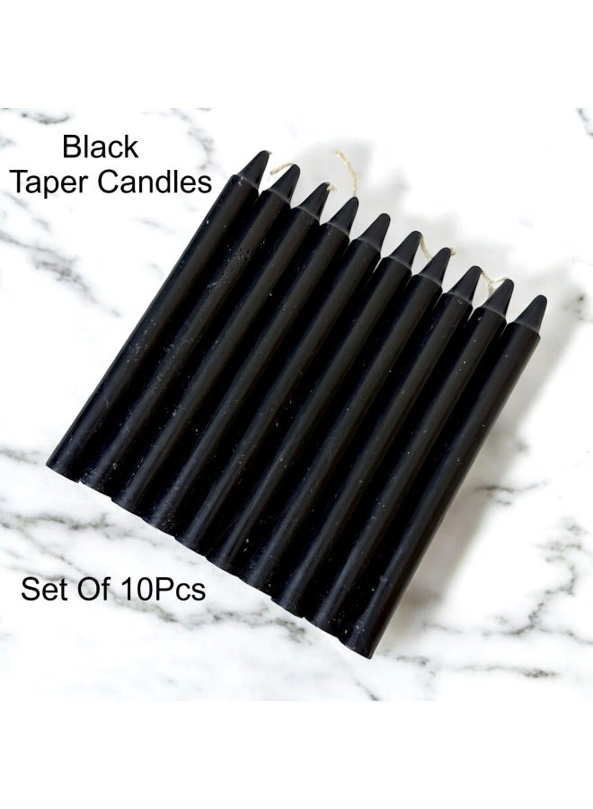 Taper Candles Black Color 10Pcs Long Candles 1.8cm Round x 19cm Long Unscented Candles - Image 2
