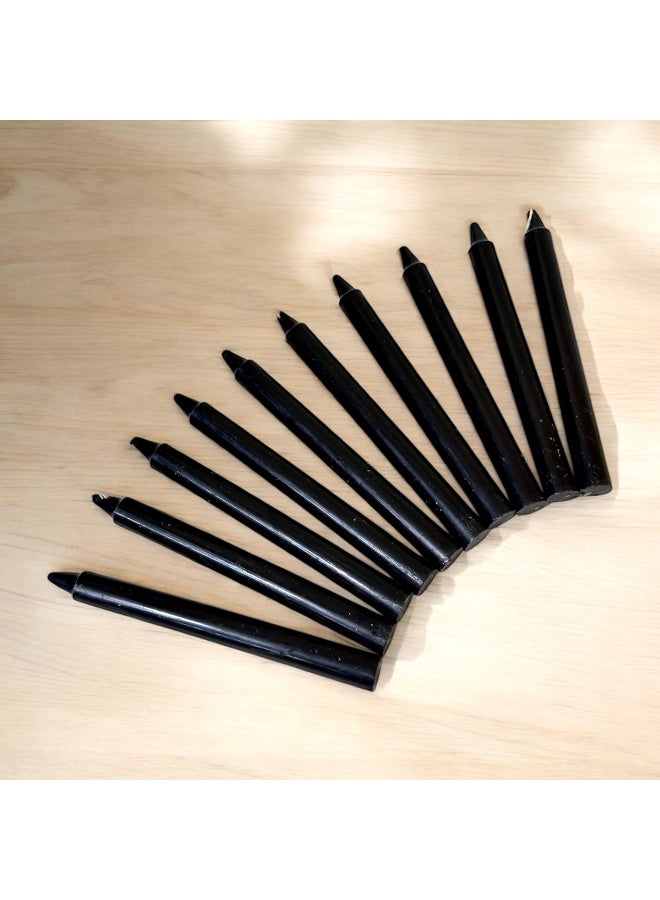 Taper Candles Black Color 10Pcs Long Candles 1.8cm Round x 19cm Long Unscented Candles - Image 4