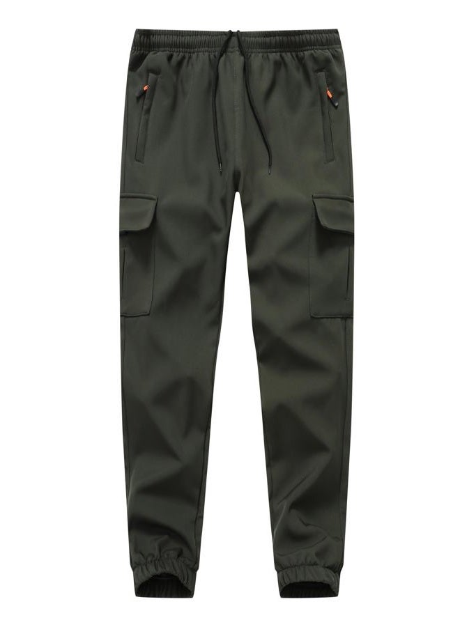 WaltZon Boys Girls Snow Pants Waterproof Fleece Lined Ski Pants Kids Winter Hiking Pants, 3801green, 5-6 - Image 1