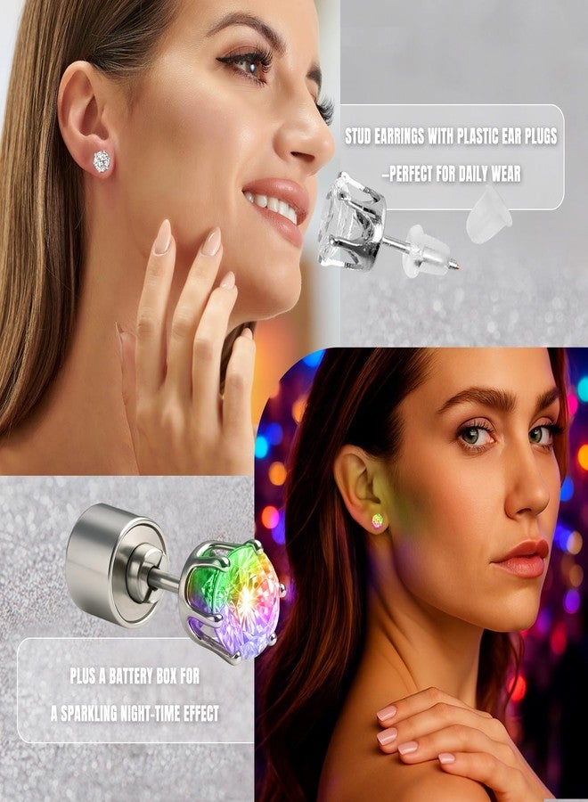 آي سي آي كلوفر 5 أزواج من أقراط LED، أقراط IC ICLOVER متغيرة الألوان بإضاءة تاج مرصع بالألماس، هدية مثالية لحفلات الزفاف والرقص والهالوين والكريسماس، مناسبة للرجال والنساء. - Image 5