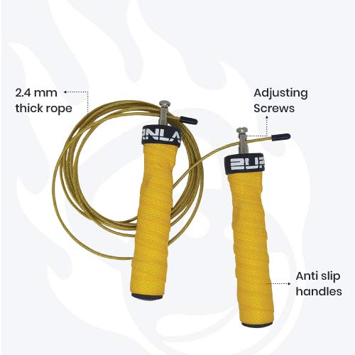 Burnlab Pro Speed Skipping Rope - Anti Slip, Adjustable, Ball Bearing Design for Gym, Crossfit, Double Unders, Speed Jumping, Boxing, Cardio and Weight Loss - for Men and Women (Yellow) - Image 4