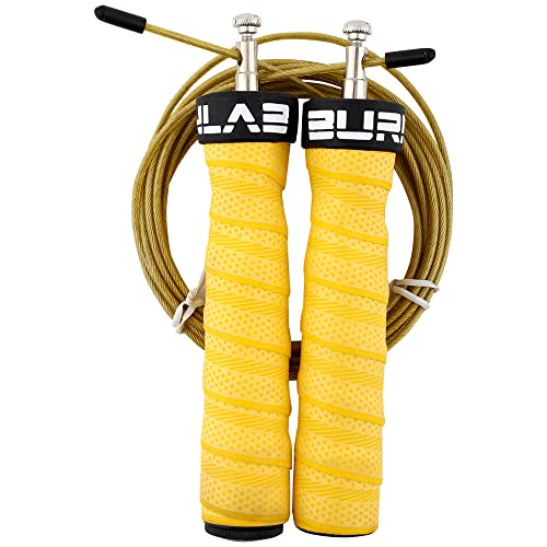 Burnlab Pro Speed Skipping Rope - Anti Slip, Adjustable, Ball Bearing Design for Gym, Crossfit, Double Unders, Speed Jumping, Boxing, Cardio and Weight Loss - for Men and Women (Yellow) - Image 1