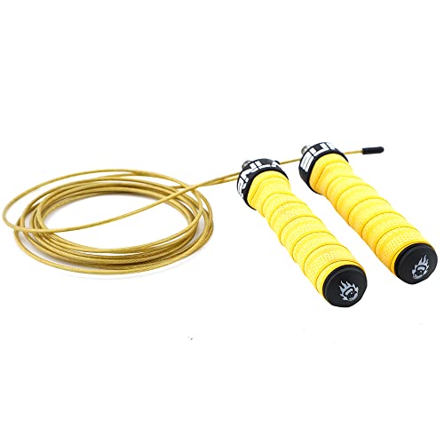 Burnlab Pro Speed Skipping Rope - Anti Slip, Adjustable, Ball Bearing Design for Gym, Crossfit, Double Unders, Speed Jumping, Boxing, Cardio and Weight Loss - for Men and Women (Yellow) - Image 3