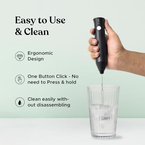 Salt AeroWhisk Classic Rechargeable Milk Frother | 3 Speed Modes | Egg Beater and Milk Frother Attachment | Powerful Motor with Long Lasting Battery (Black) - Image 5