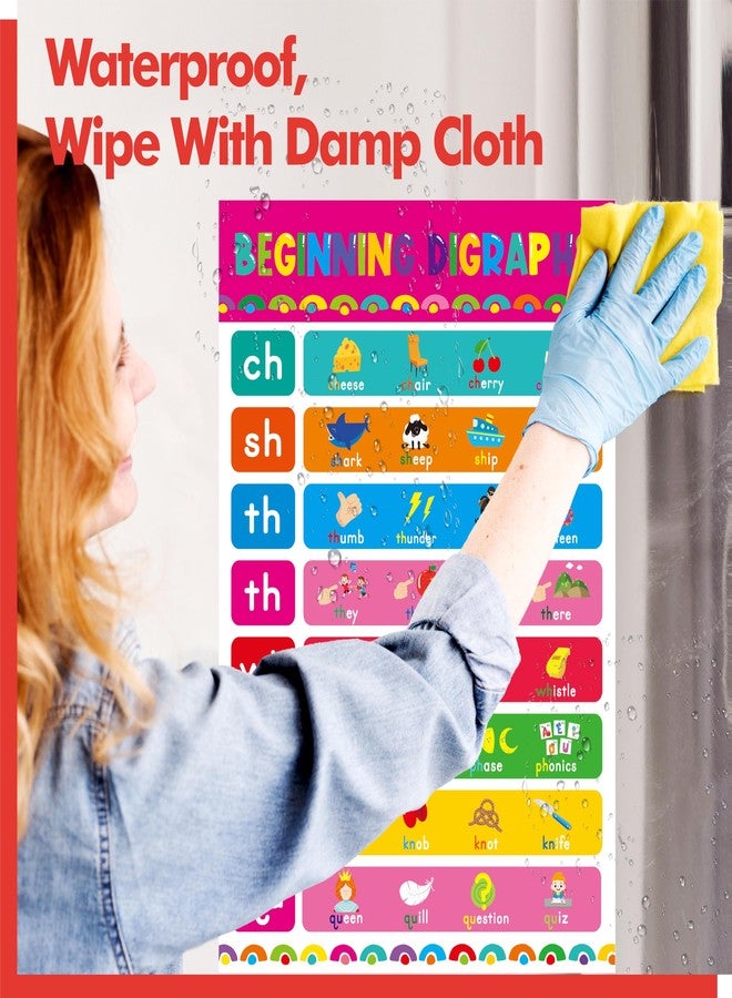 Gethelud 17 English Phonics Posters, Language Education Charts, Learning Vowels, Alphabet Posters, PET Film Covered Phonics Learning Tool For Kindergarten Classroom, Bulletin Board, Kids’ Room, 11”x16” - Image 5