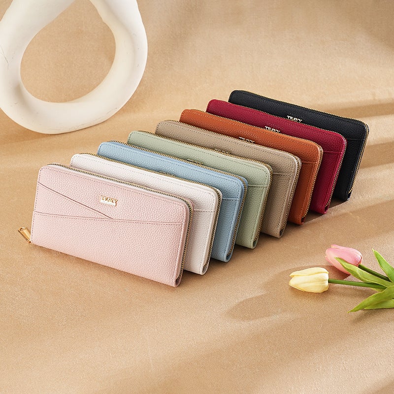 Multifunctional Solid Color PU Leather Wallet, RFID Blocking Design Portable Daily Storage Purse for Cards Cash Coin Business Use - Image 3