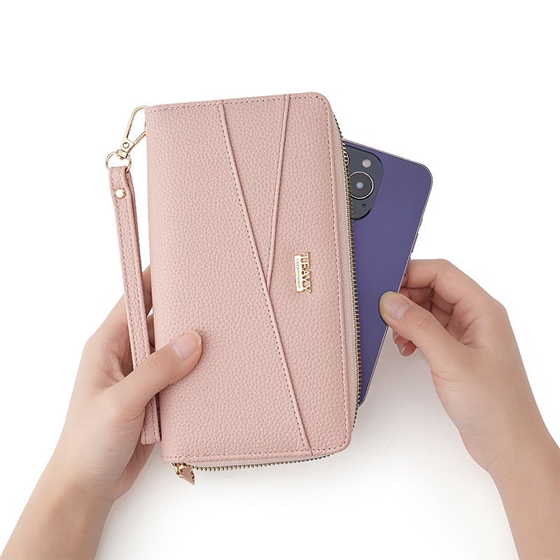 Multifunctional Solid Color PU Leather Wallet, RFID Blocking Design Portable Daily Storage Purse for Cards Cash Coin Business Use - Image 1