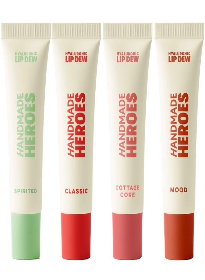Handmade Heroes 100% Natural Vegan Tinted Lip Gloss with Hyaluronic Acid - Lightweight Moisturizing Soft Lipstick for Dry Lips - 4pc set - Image 1