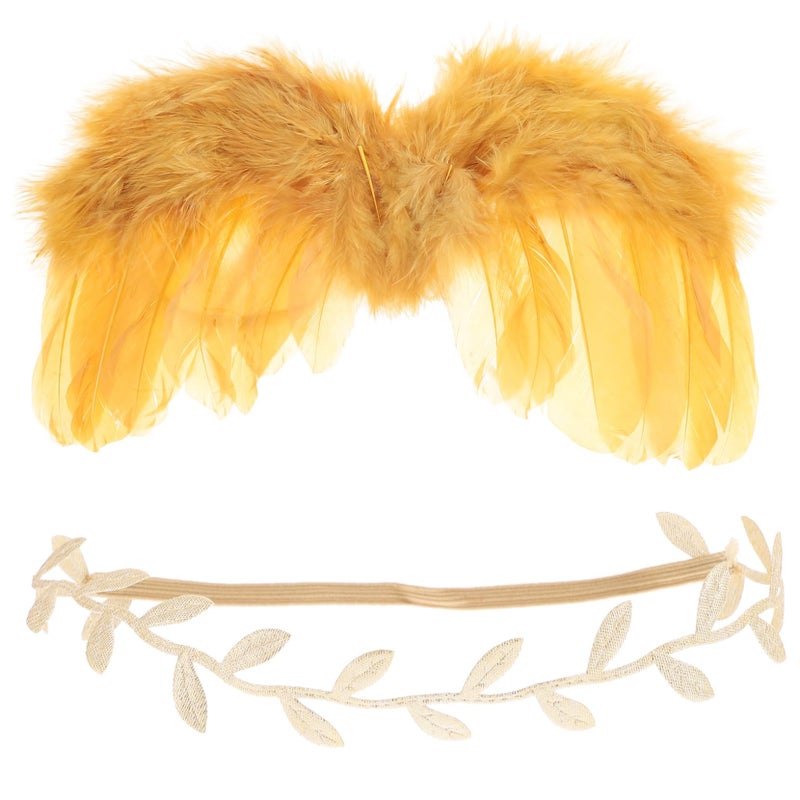 Soft Angel Wings With Gold Headband Newborn Photo Prop Costume Lightweight Comfortable - Image 2