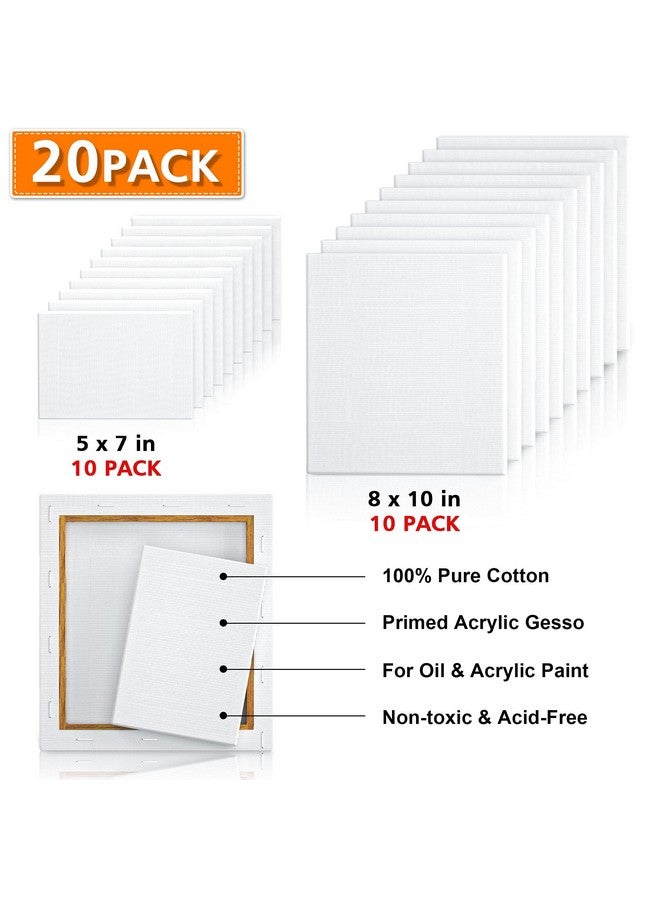 Shuttle Art Stretched Canvas 20 Pcs Value Pack 5 X 7 8 X 10 Inches (10 Of Each) 100% Cotton Primed White Canvases For Painting Stretched Canvas Art Supplies For Acrylic Oil Acrylic Pouring - Image 3