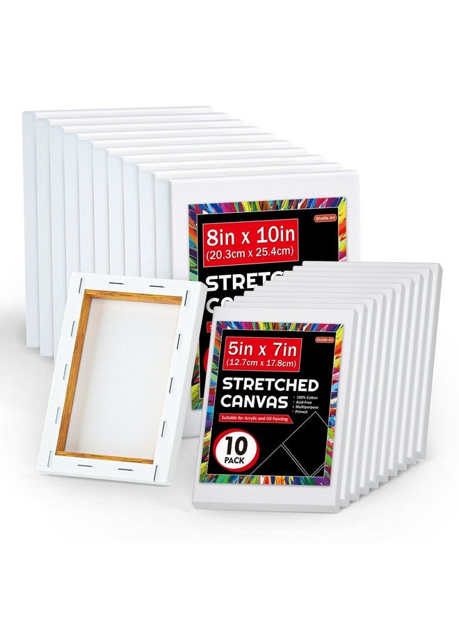 Shuttle Art Stretched Canvas 20 Pcs Value Pack 5 X 7 8 X 10 Inches (10 Of Each) 100% Cotton Primed White Canvases For Painting Stretched Canvas Art Supplies For Acrylic Oil Acrylic Pouring - Image 2