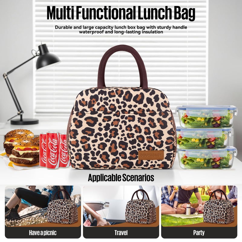 douyadady Lunch Bag Women/Men Lunch Box Women/Men (leopard) - Image 3