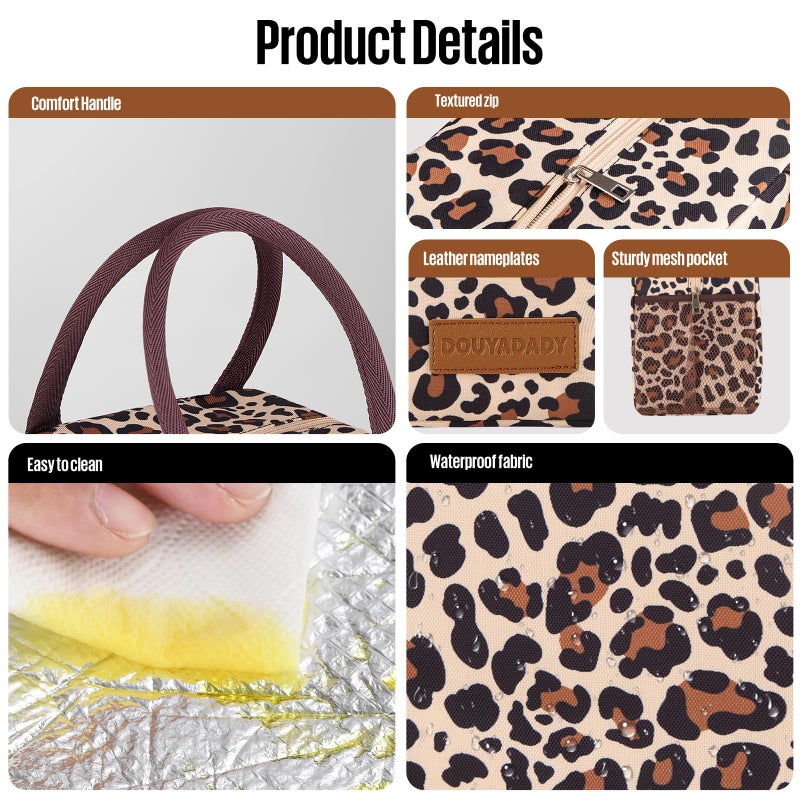douyadady Lunch Bag Women/Men Lunch Box Women/Men (leopard) - Image 4