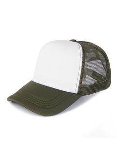 Advertising cap logo wholesale blank sponge mesh cap embroidered peaked cap printed sun protection travel cap children baseball cap Army green and white