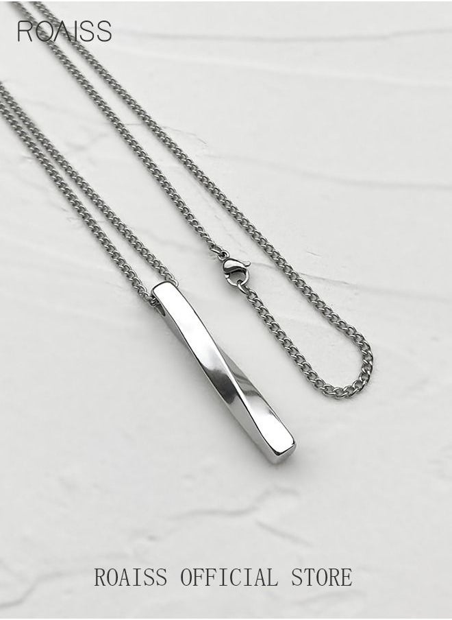 roaiss Casual Stylish Spiral Pendant Necklace Cool Sweater Chain for Men Women Silver  - Image 4