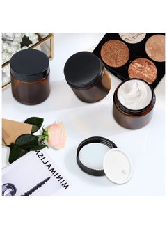 SKYLINK 12Pack 4oz Thick Amber Round Glass Jars with 2 Types of Lids – Refillable Thick Glass Containers for Candles, Canning, Food Storage, Cream, Lotion, Body Butter, and DIY Beauty Products  - Image 5