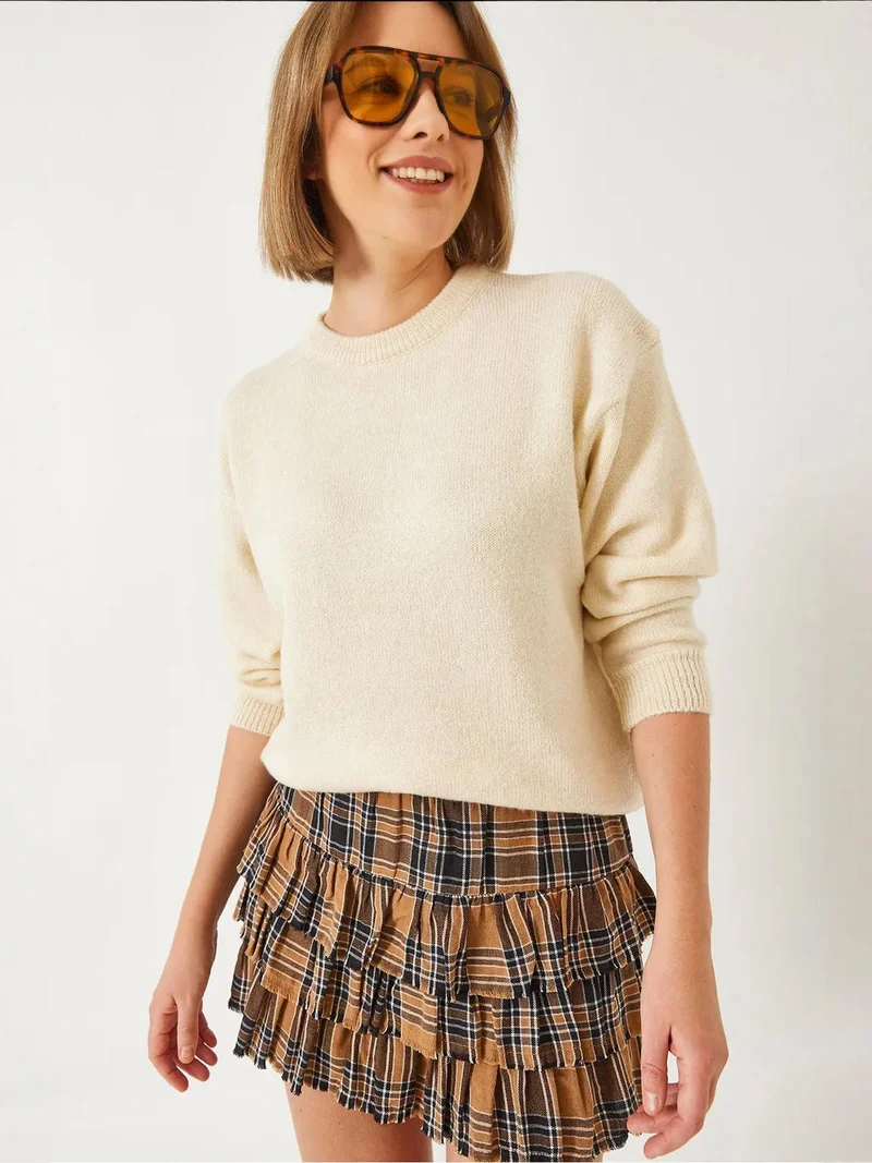 LUCCI Crew Neck Relaxed Fit Knit Sweater