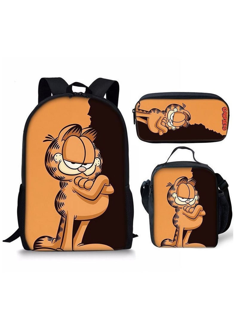 Garfield - New Style Cartoon Student Backpack Three-Piece Set 29*42*16cm - Image 1