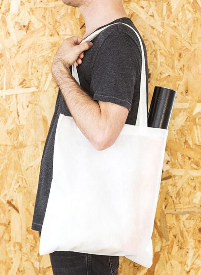 Strong Natural Cotton Reusable Tote Bags Pack of 10 - Image 2