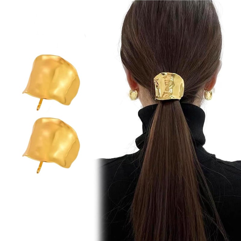 Generic Hair Clip 2 Pcs  Metal Ponytail Holder Hair Clips for Long Hair Hair Ties Ponytail Hair Bands Gold 2 Count 