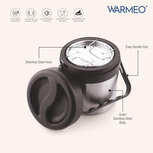 WARMEO Legend 4 Pcs Stainless Steel Containers 600 ml Each, PU Insulated, Hot & Cold Leak-Proof Lunch Box for Office, College, Picnic - Image 3