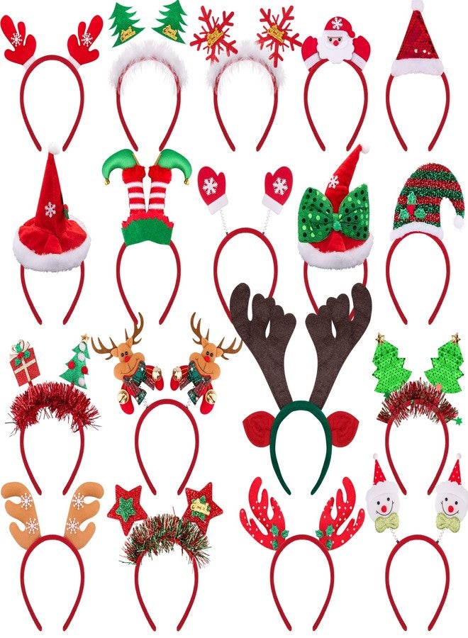 BQTQ 18 Pieces Christmas Headbands Snowman Reindeer Antlers Elves Snowflake Headbands Party Costume for Christmas Holiday Favor - Image 1