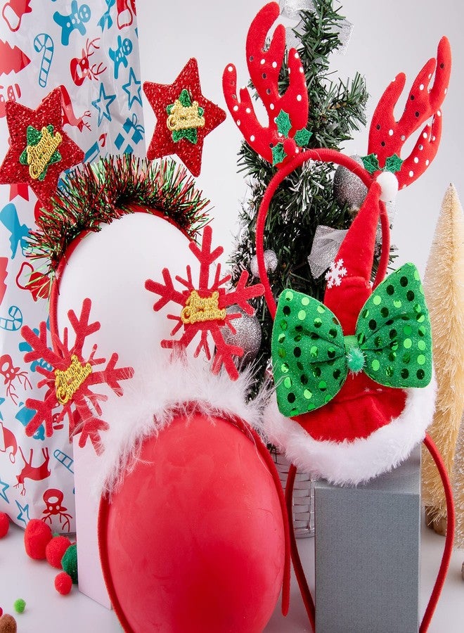 BQTQ 18 Pieces Christmas Headbands Snowman Reindeer Antlers Elves Snowflake Headbands Party Costume for Christmas Holiday Favor - Image 4