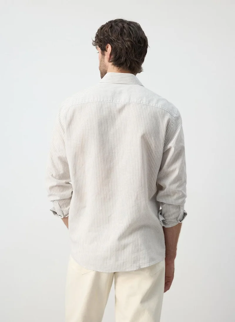 مانجو مان Cotton linen-blend regular-fit shirt