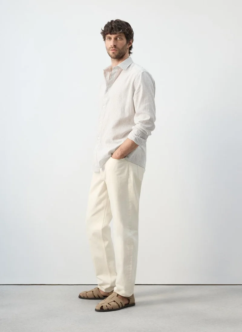 Mango Man  Cotton linen-blend regular-fit shirt for Men | Best Price UAE