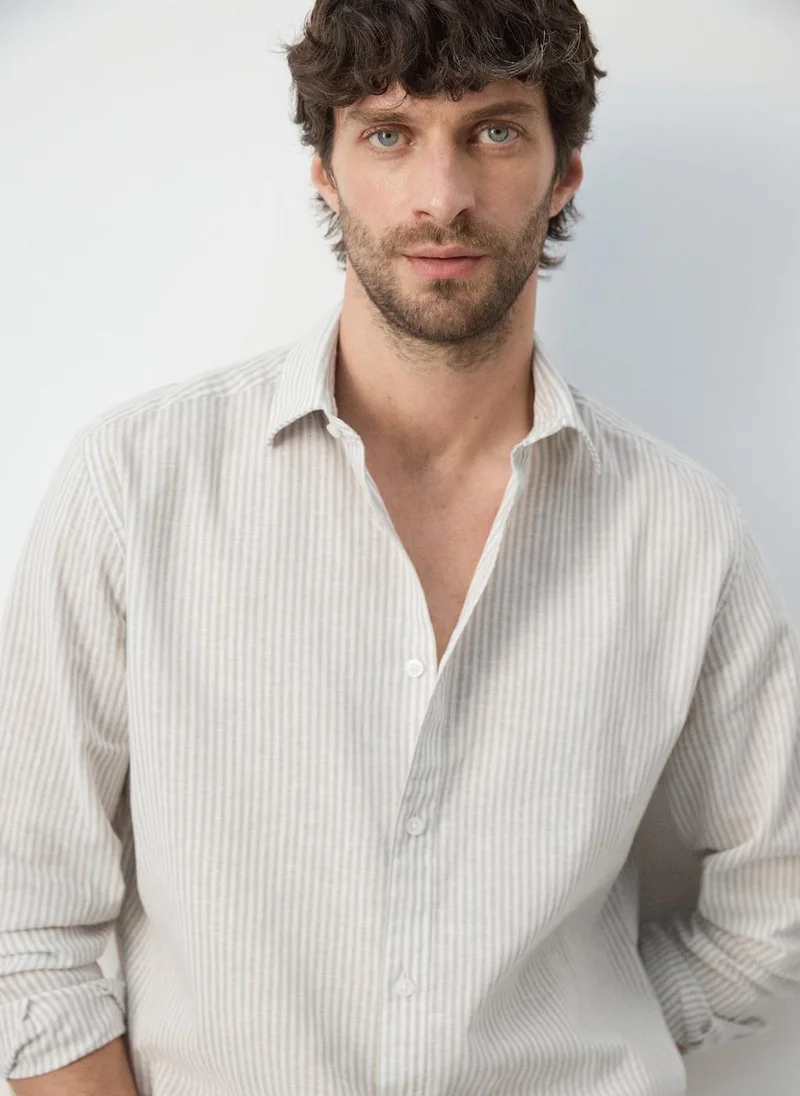 Mango Man  Cotton linen-blend regular-fit shirt for Men | Best Price UAE